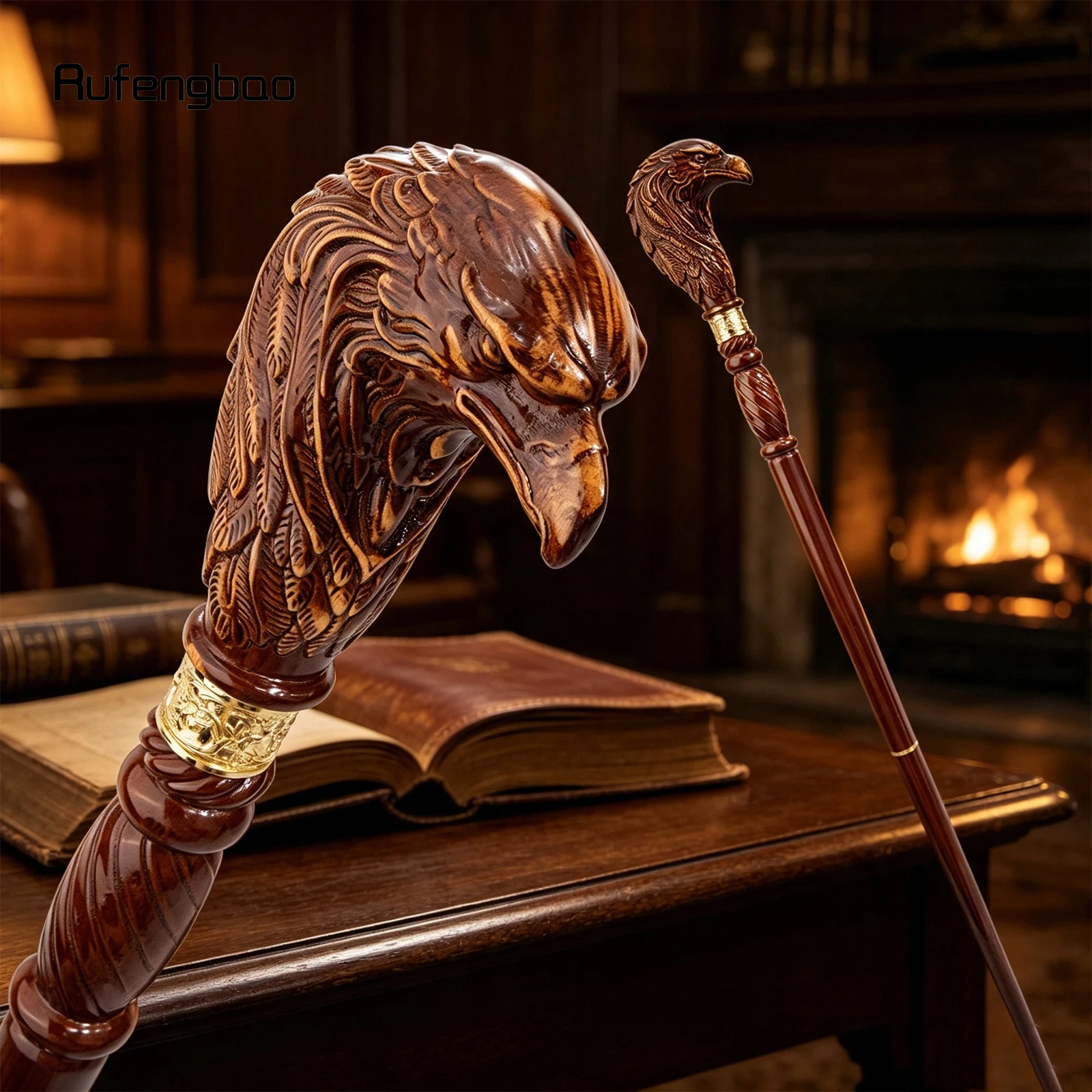 Brown Eagle Head Wooden Fashion Walking Stick Decorative Stick Cane Halloween for Cosplay and Parties, for Cosplay & Party 93cm