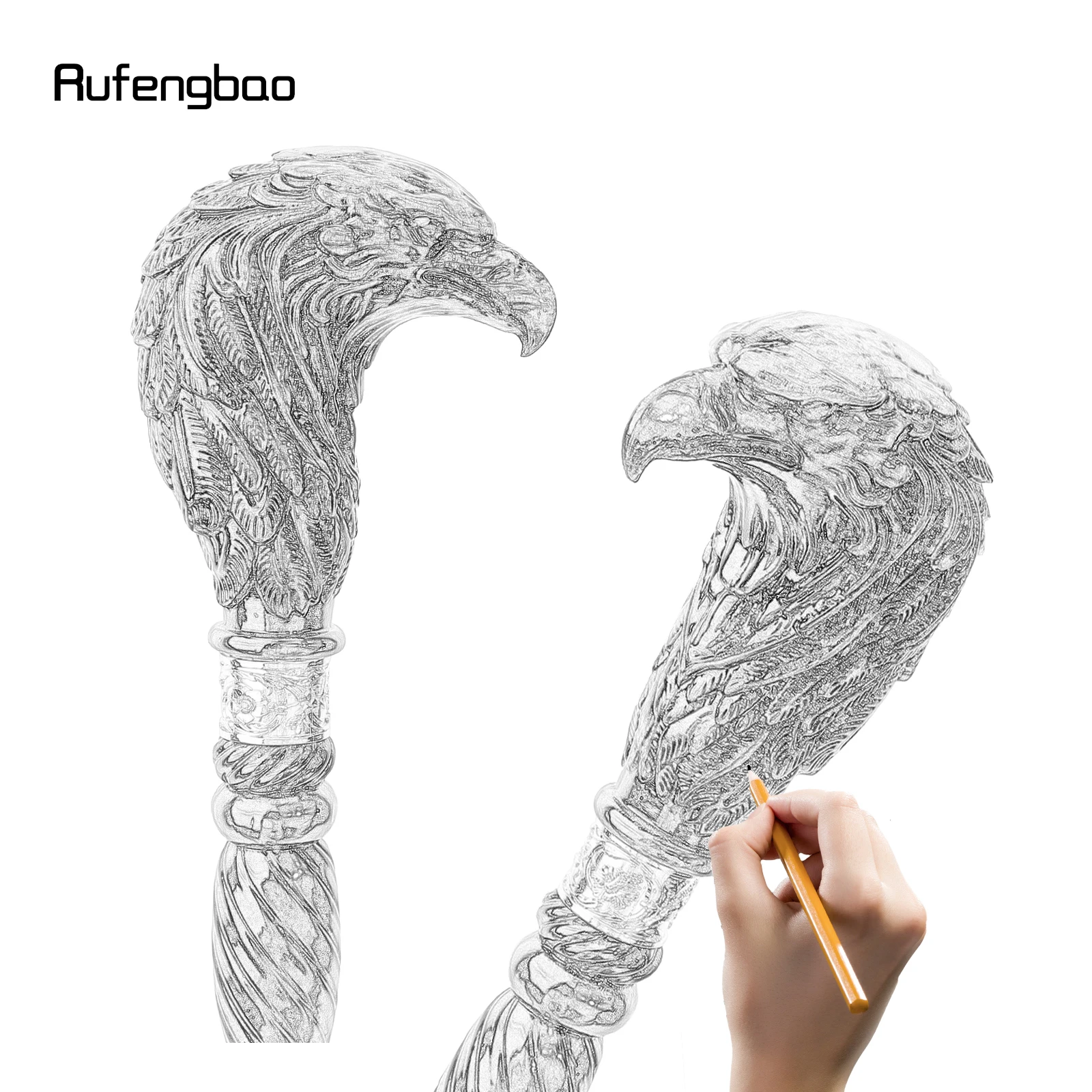 Brown Eagle Head Wooden Fashion Walking Stick Decorative Stick Cane Halloween for Cosplay and Parties, for Cosplay & Party 93cm