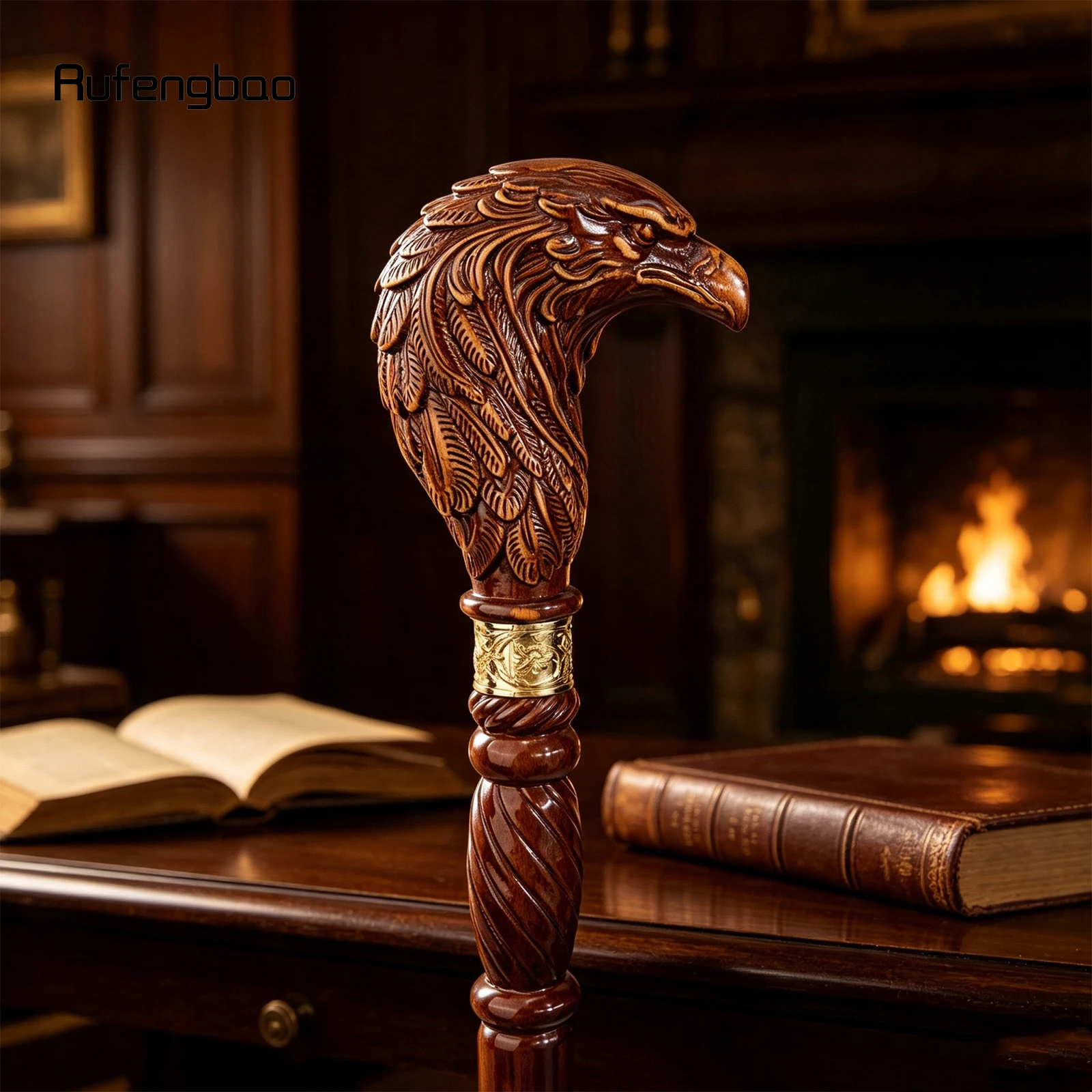 Brown Eagle Head Wooden Fashion Walking Stick Decorative Stick Cane Halloween for Cosplay and Parties, for Cosplay & Party 93cm