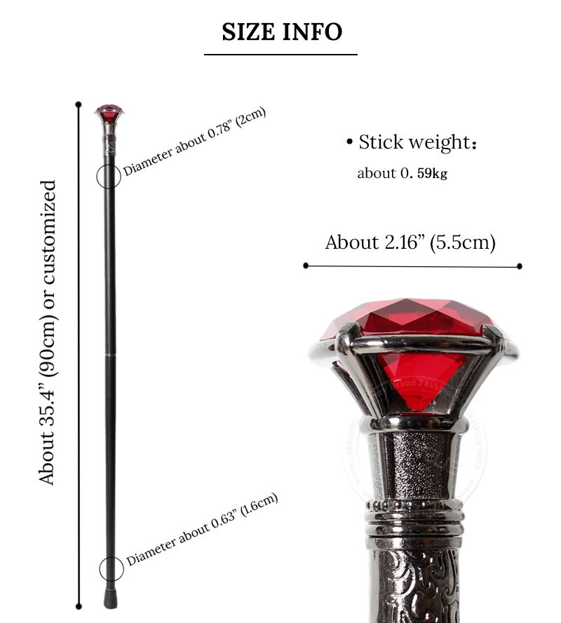 Detachable Silver Shiny Faceted Diamond Top Walking Cane 10 Colors Cosplay Party Prop for Men And Women Decorative Walking Stick
