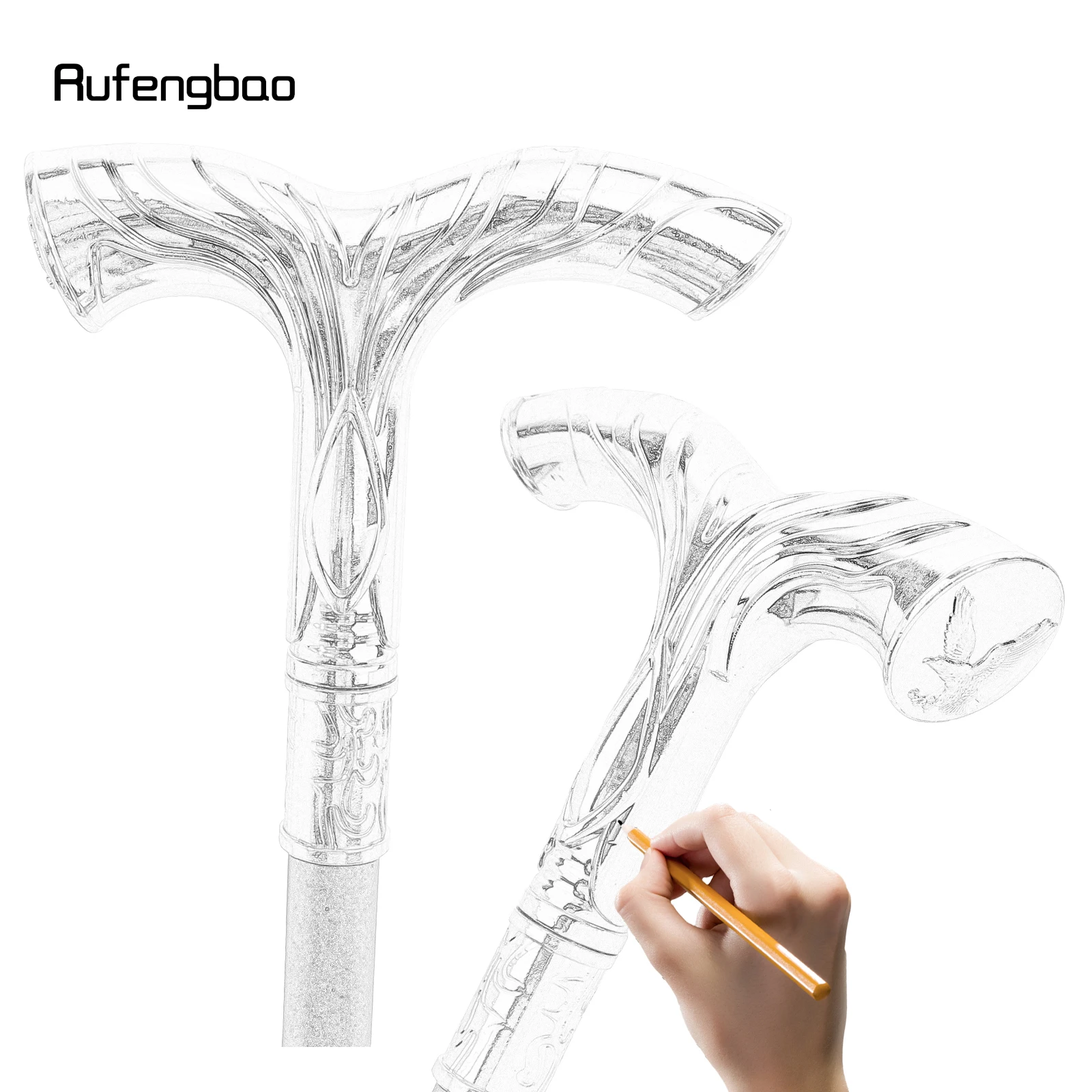 Golden White Flowing Lines eagle Luxury Fashion Cosplay Stick Party Decorative Cane Knob Stick 92cm Performance Stage Cane