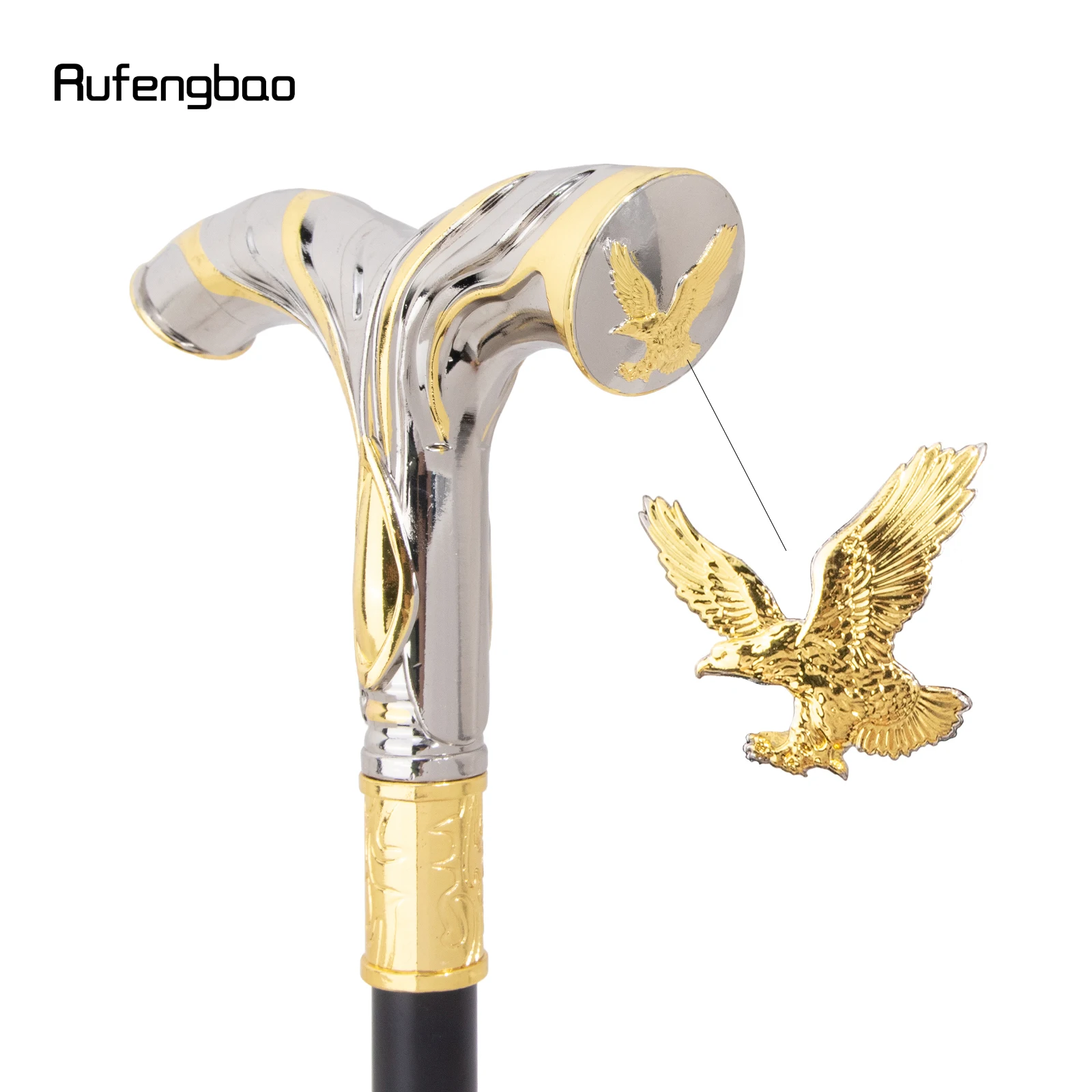 Golden White Flowing Lines eagle Luxury Fashion Cosplay Stick Party Decorative Cane Knob Stick 92cm Performance Stage Cane