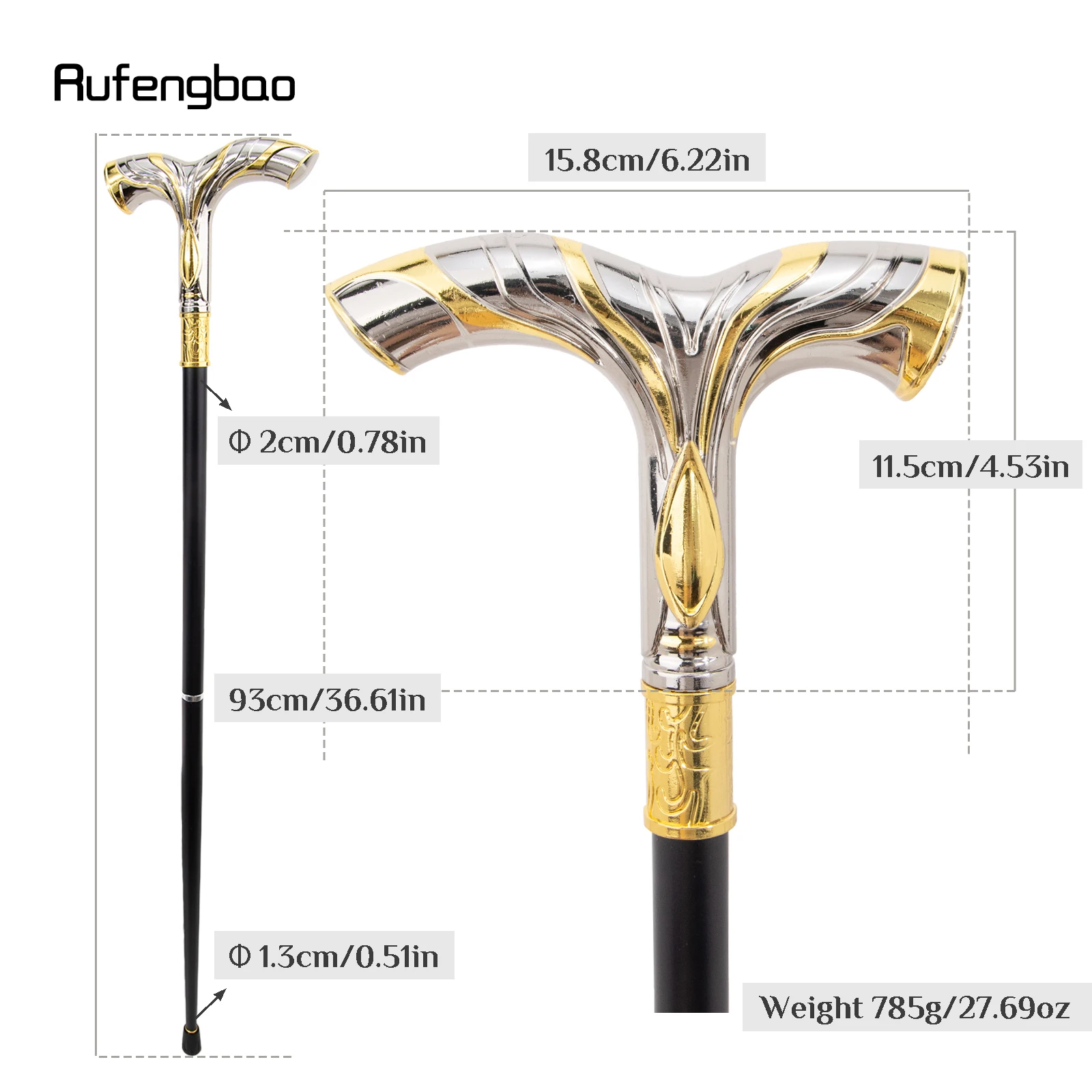 Golden White Flowing Lines eagle Luxury Fashion Cosplay Stick Party Decorative Cane Knob Stick 92cm Performance Stage Cane