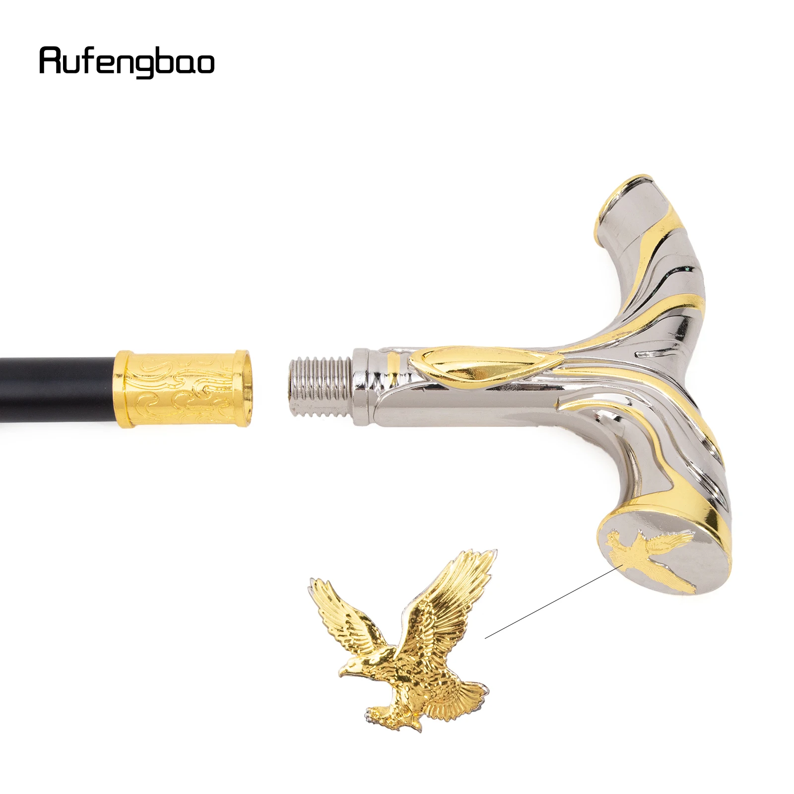 Golden White Flowing Lines eagle Luxury Fashion Cosplay Stick Party Decorative Cane Knob Stick 92cm Performance Stage Cane