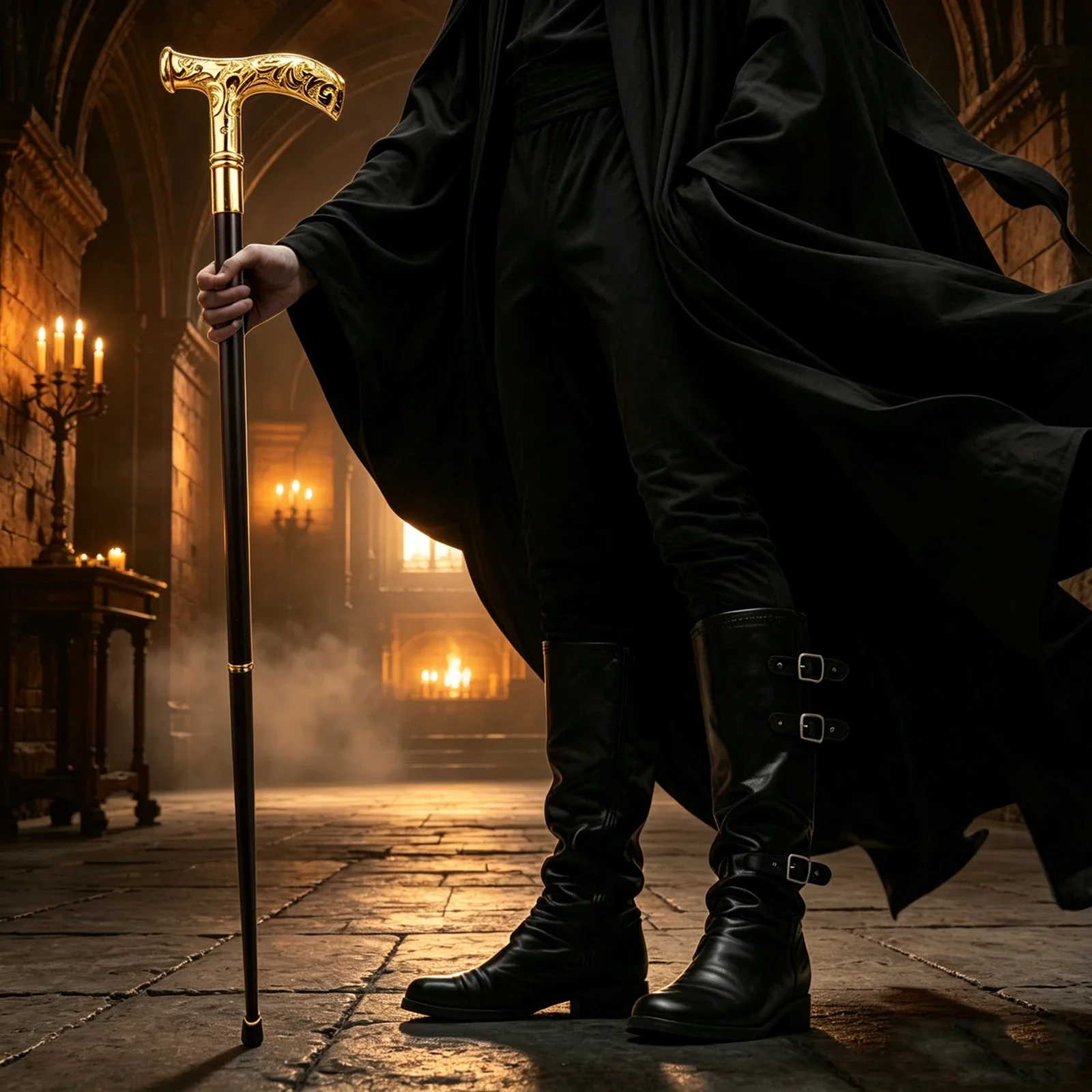 Golden Black Unity and Faith Totem T Walking Cane Decorative Cane for Halloween for Cosplay and Parties Walking Stick 90cm