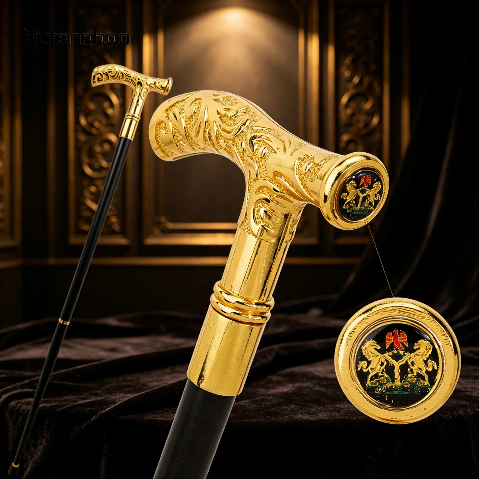 Golden Black Unity and Faith Totem T Walking Cane Decorative Cane for Halloween for Cosplay and Parties Walking Stick 90cm