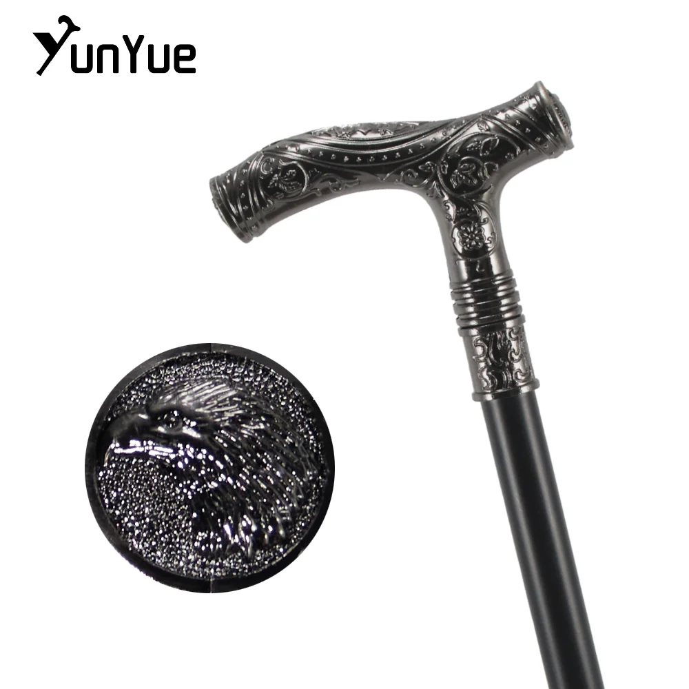 Silvery Male Eagle Head Flower Relief Walking Cane Gentleman Fashion Elegant Walking Stick Cosplay Film Props Party Walking Cane