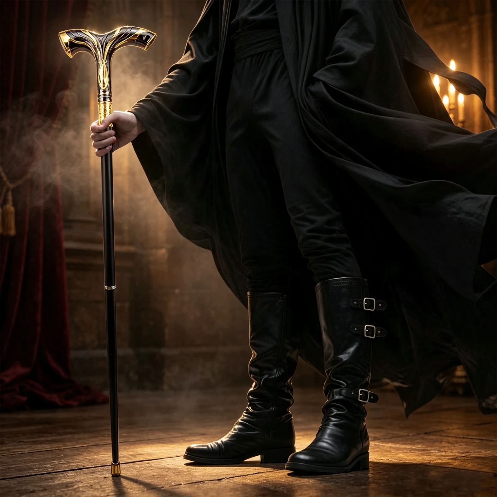 Golden Black Flowing Lines Eagle Luxury Fashion Cosplay  Stick Party Decorative Cane Elegant Crosier Knob Walking Stick 92cm