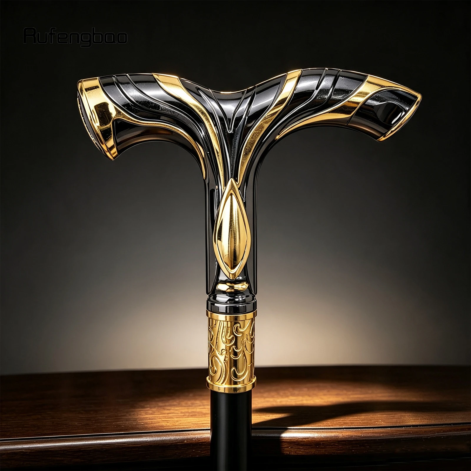 Golden Black Flowing Lines Eagle Luxury Fashion Cosplay  Stick Party Decorative Cane Elegant Crosier Knob Walking Stick 92cm