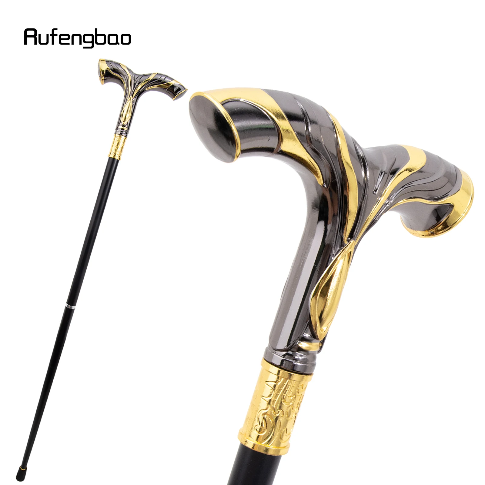 Golden Black Flowing Lines Eagle Luxury Fashion Cosplay  Stick Party Decorative Cane Elegant Crosier Knob Walking Stick 92cm