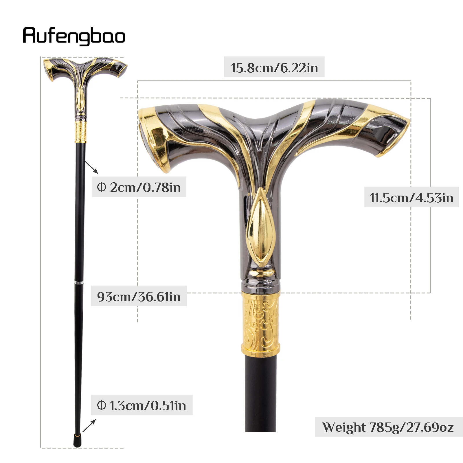 Golden Black Flowing Lines Eagle Luxury Fashion Cosplay  Stick Party Decorative Cane Elegant Crosier Knob Walking Stick 92cm