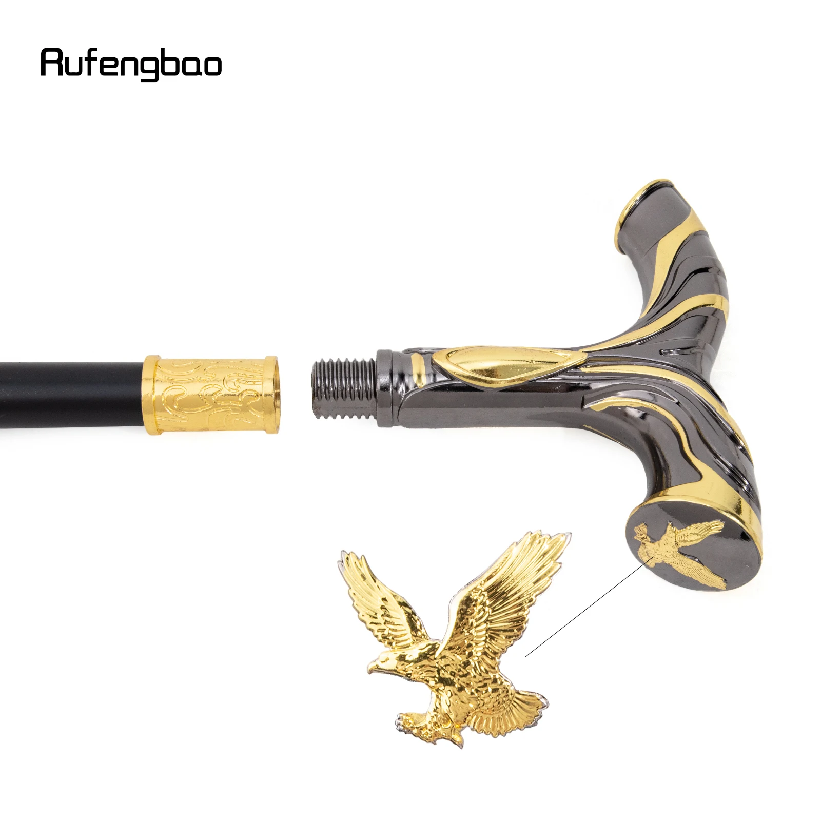 Golden Black Flowing Lines Eagle Luxury Fashion Cosplay  Stick Party Decorative Cane Elegant Crosier Knob Walking Stick 92cm