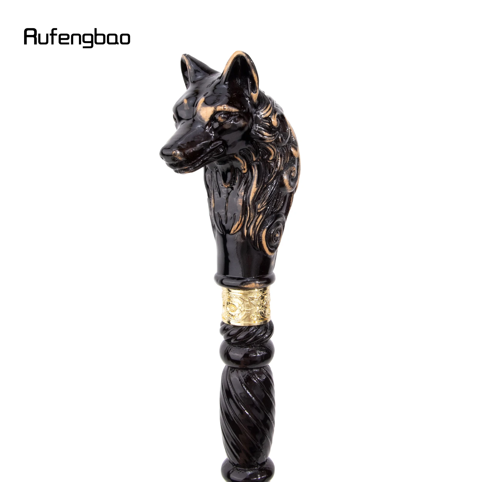 Wolf Head Black Wooden Fashion Walking Stick Decorative Vampire Cospaly Party Wood Walking Cane Halloween Mace Wand Crosier 95cm