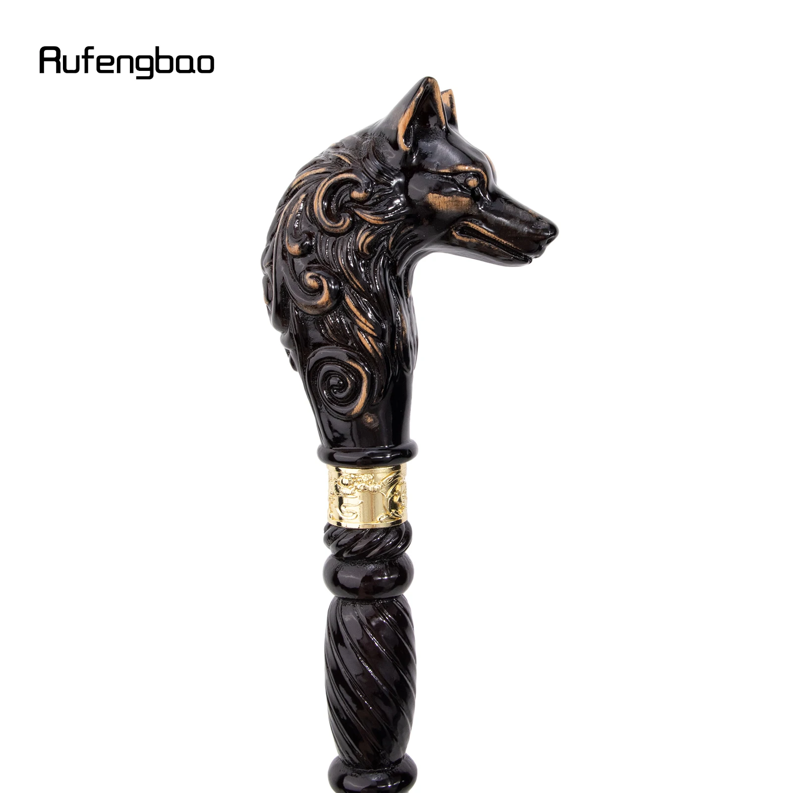 Wolf Head Black Wooden Fashion Walking Stick Decorative Vampire Cospaly Party Wood Walking Cane Halloween Mace Wand Crosier 95cm