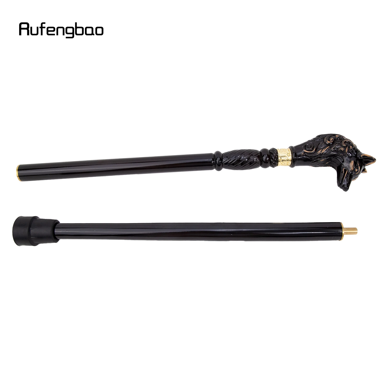 Wolf Head Black Wooden Fashion Walking Stick Decorative Vampire Cospaly Party Wood Walking Cane Halloween Mace Wand Crosier 95cm