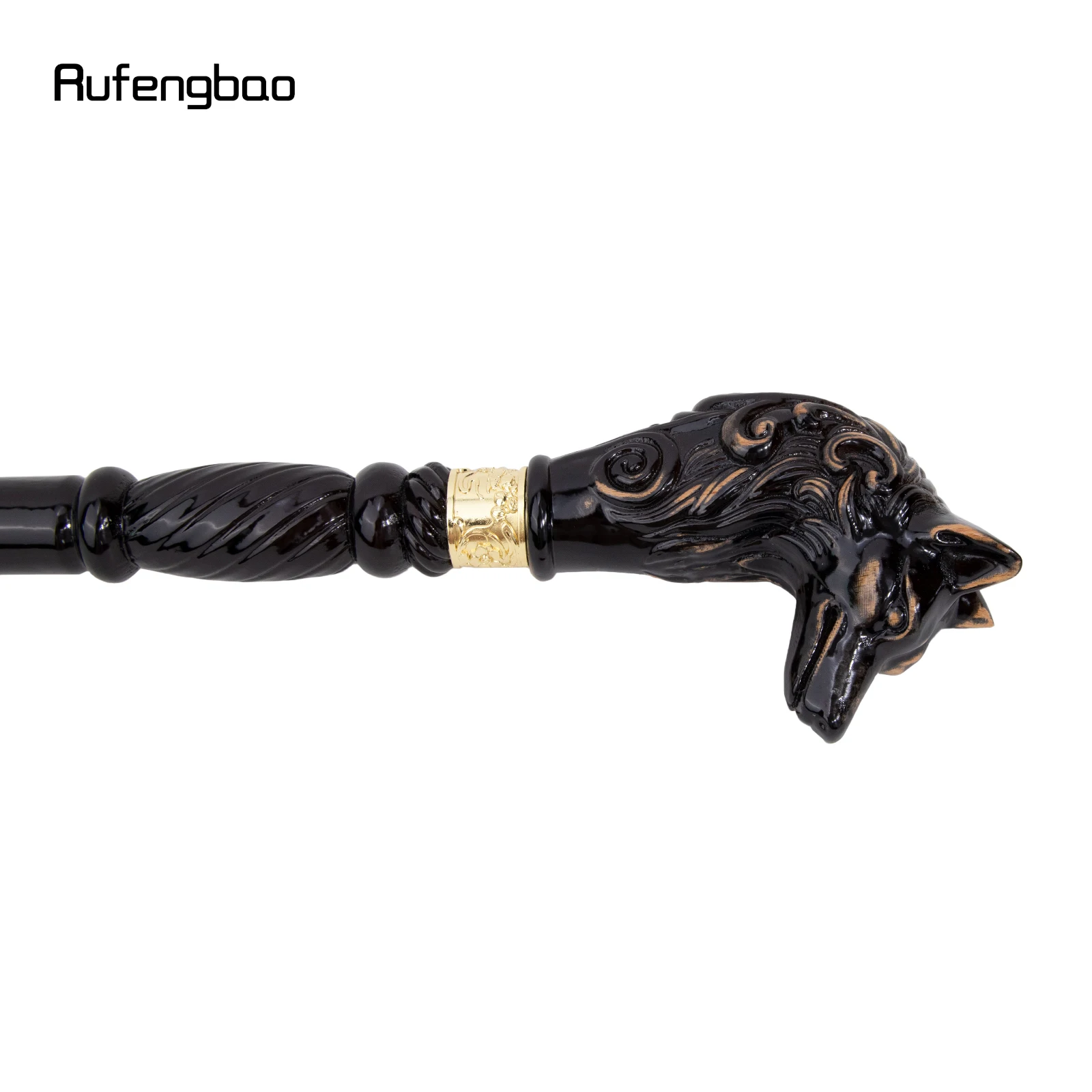 Wolf Head Black Wooden Fashion Walking Stick Decorative Vampire Cospaly Party Wood Walking Cane Halloween Mace Wand Crosier 95cm
