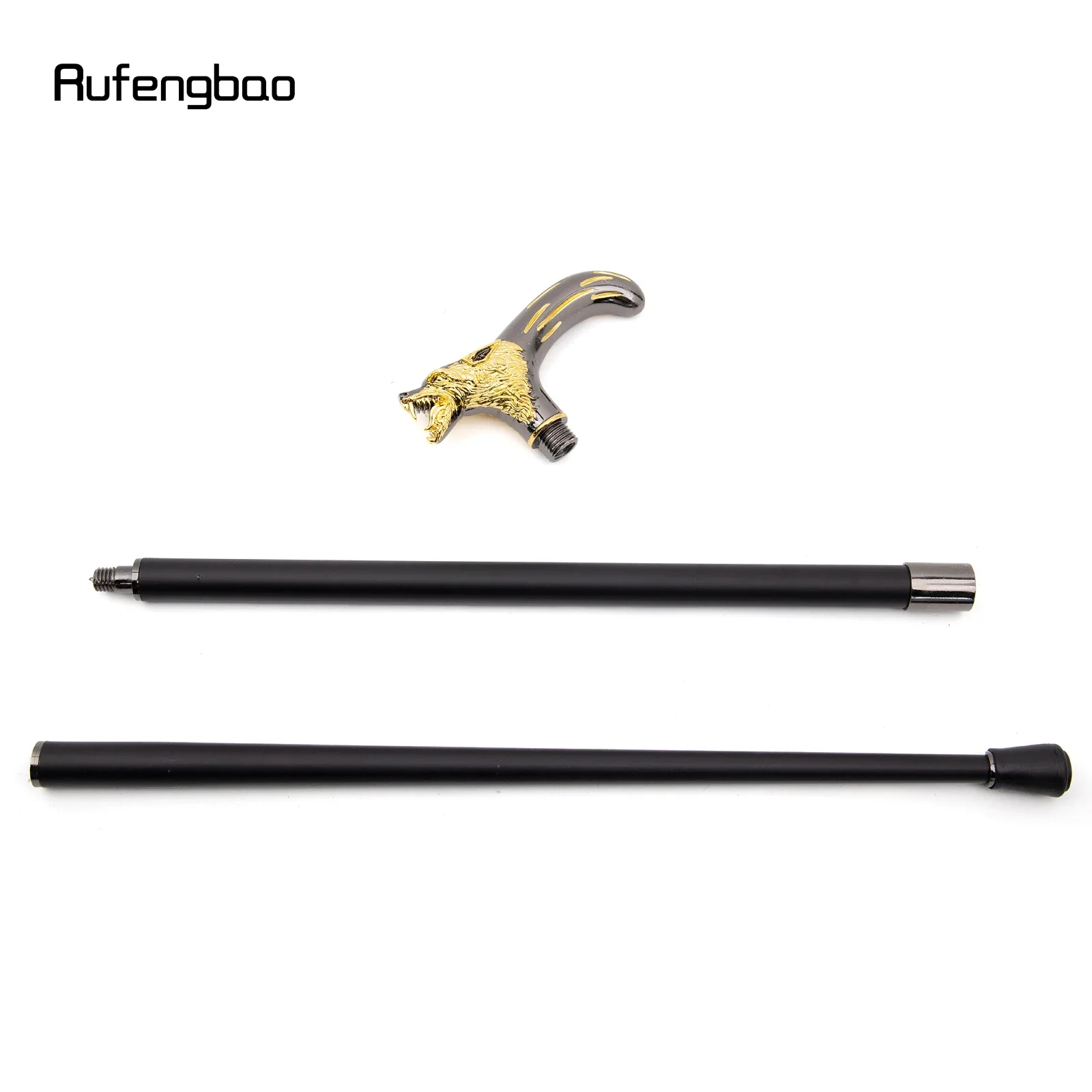 Golden Black Wolf Head Biting Walking Cane Fashion Decorative Stick Gentleman Performance  Cane 92cm  Performance Stage Cane