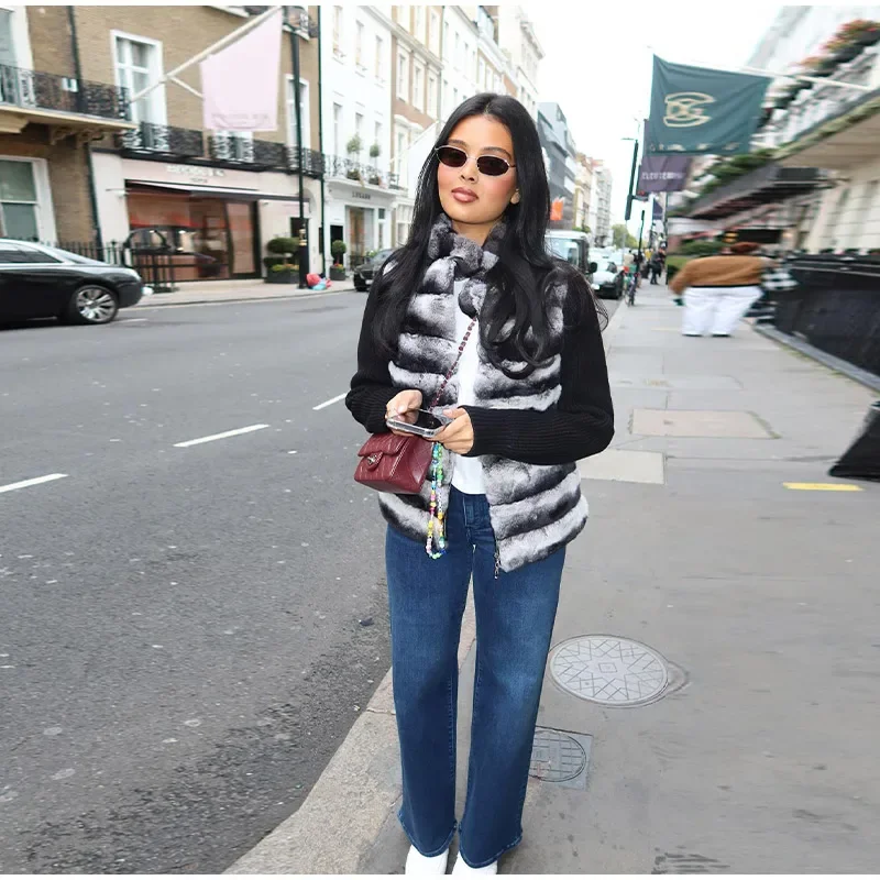 Street Faux Fur Patchwork Jacket Women Design Sense Long Sleeves Casual Female Coat 2025 Autumn Winter Lady Streetwear New