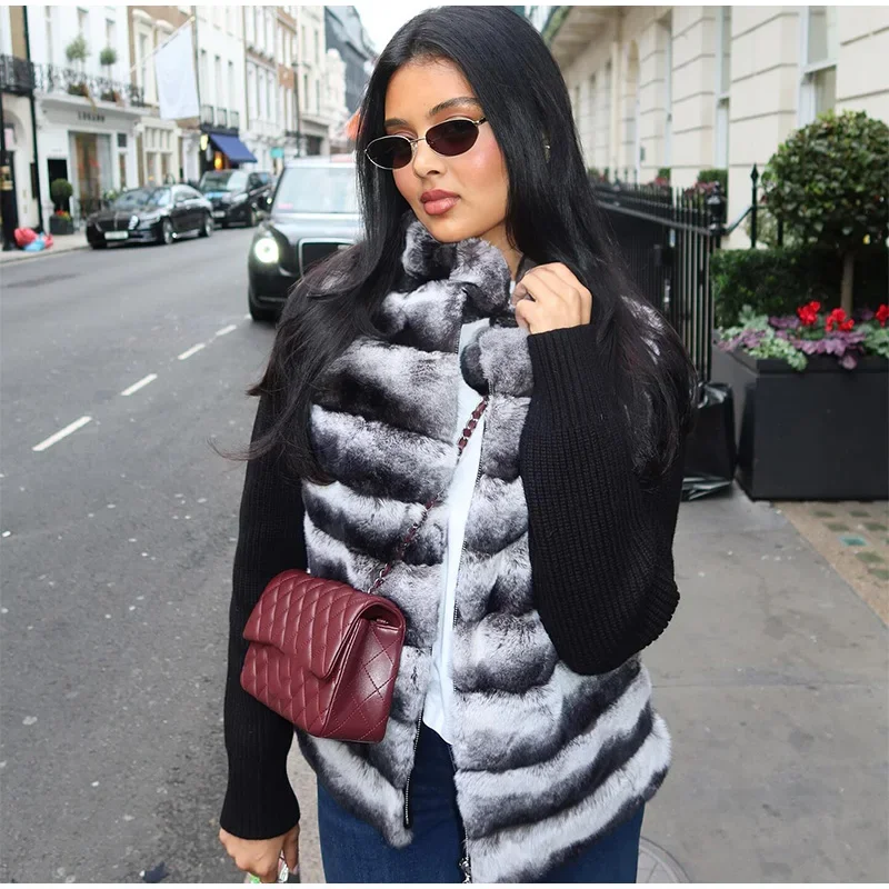 Street Faux Fur Patchwork Jacket Women Design Sense Long Sleeves Casual Female Coat 2025 Autumn Winter Lady Streetwear New
