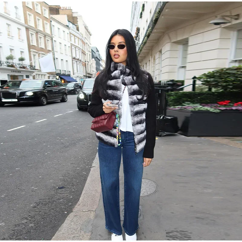 Street Faux Fur Patchwork Jacket Women Design Sense Long Sleeves Casual Female Coat 2025 Autumn Winter Lady Streetwear New