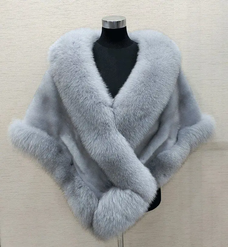 White Fur Shawl Jacket Women's 2026 Autumn Winter New Faux Mink Fox Fur Dress Cheongsam Cloak Coats Thicken Warm Short Outwear