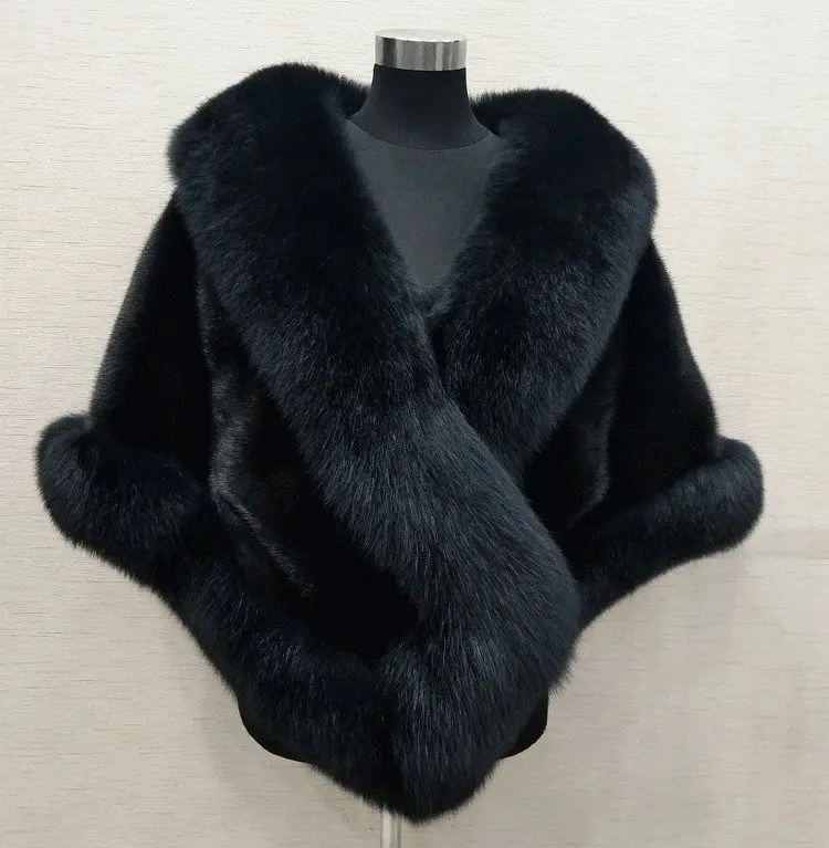White Fur Shawl Jacket Women's 2026 Autumn Winter New Faux Mink Fox Fur Dress Cheongsam Cloak Coats Thicken Warm Short Outwear