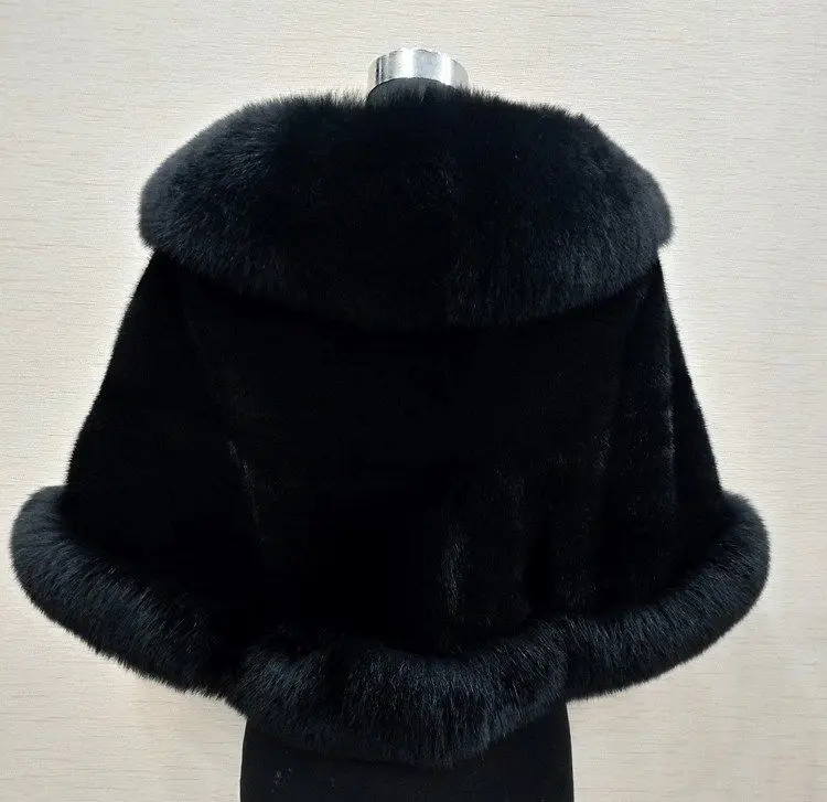 White Fur Shawl Jacket Women's 2026 Autumn Winter New Faux Mink Fox Fur Dress Cheongsam Cloak Coats Thicken Warm Short Outwear