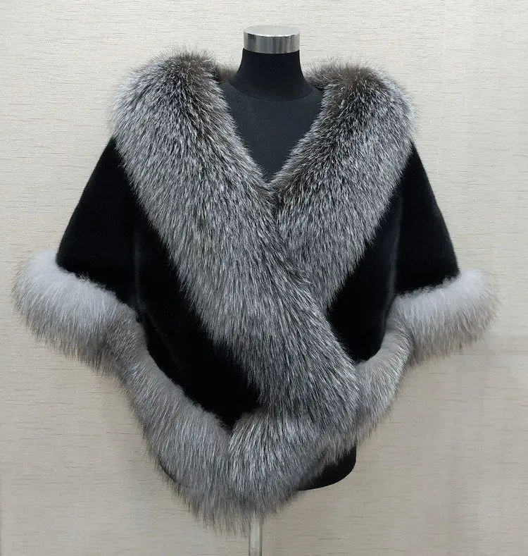 White Fur Shawl Jacket Women's 2026 Autumn Winter New Faux Mink Fox Fur Dress Cheongsam Cloak Coats Thicken Warm Short Outwear