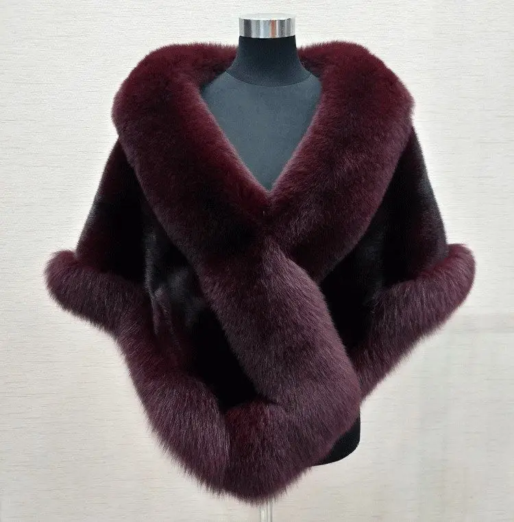 White Fur Shawl Jacket Women's 2026 Autumn Winter New Faux Mink Fox Fur Dress Cheongsam Cloak Coats Thicken Warm Short Outwear