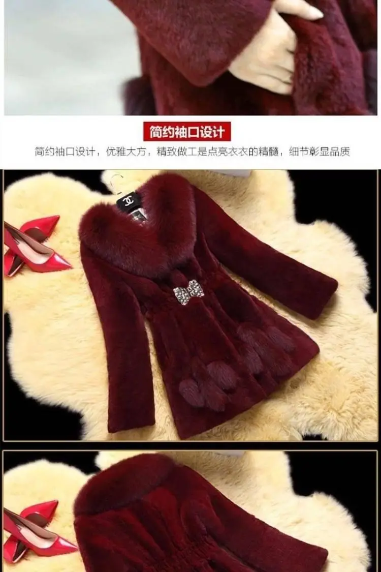 2026 Autumn/Winter New Imitation Fur Coat Middle Aged Mother Thicken Warm Fur Collar Coats Women's Medium Length Slim Overcoat