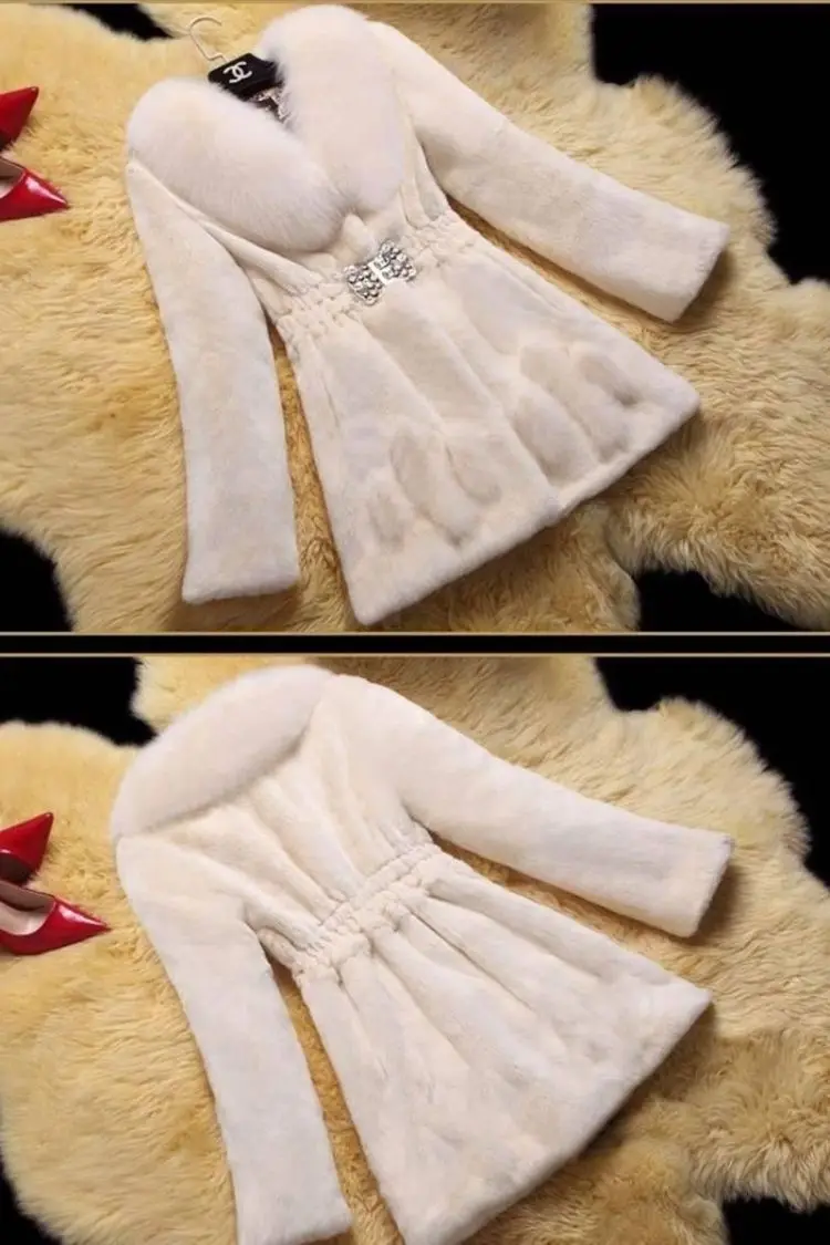 2026 Autumn/Winter New Imitation Fur Coat Middle Aged Mother Thicken Warm Fur Collar Coats Women's Medium Length Slim Overcoat