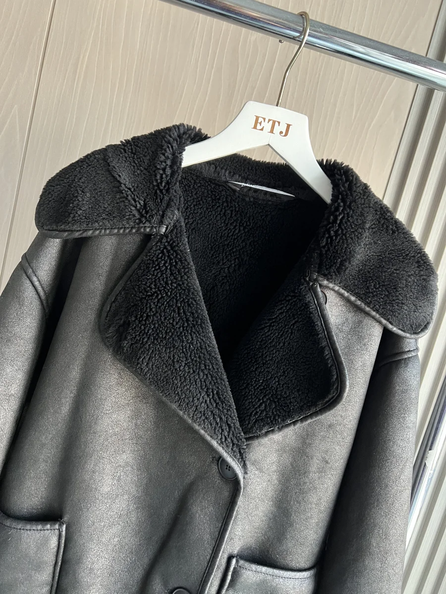 ETJ 2025 Fall/Winter New Arrival Women's ZW Series Double-Sided Collar Oversized Long-Sleeve Jacket Warm Coat 3548246