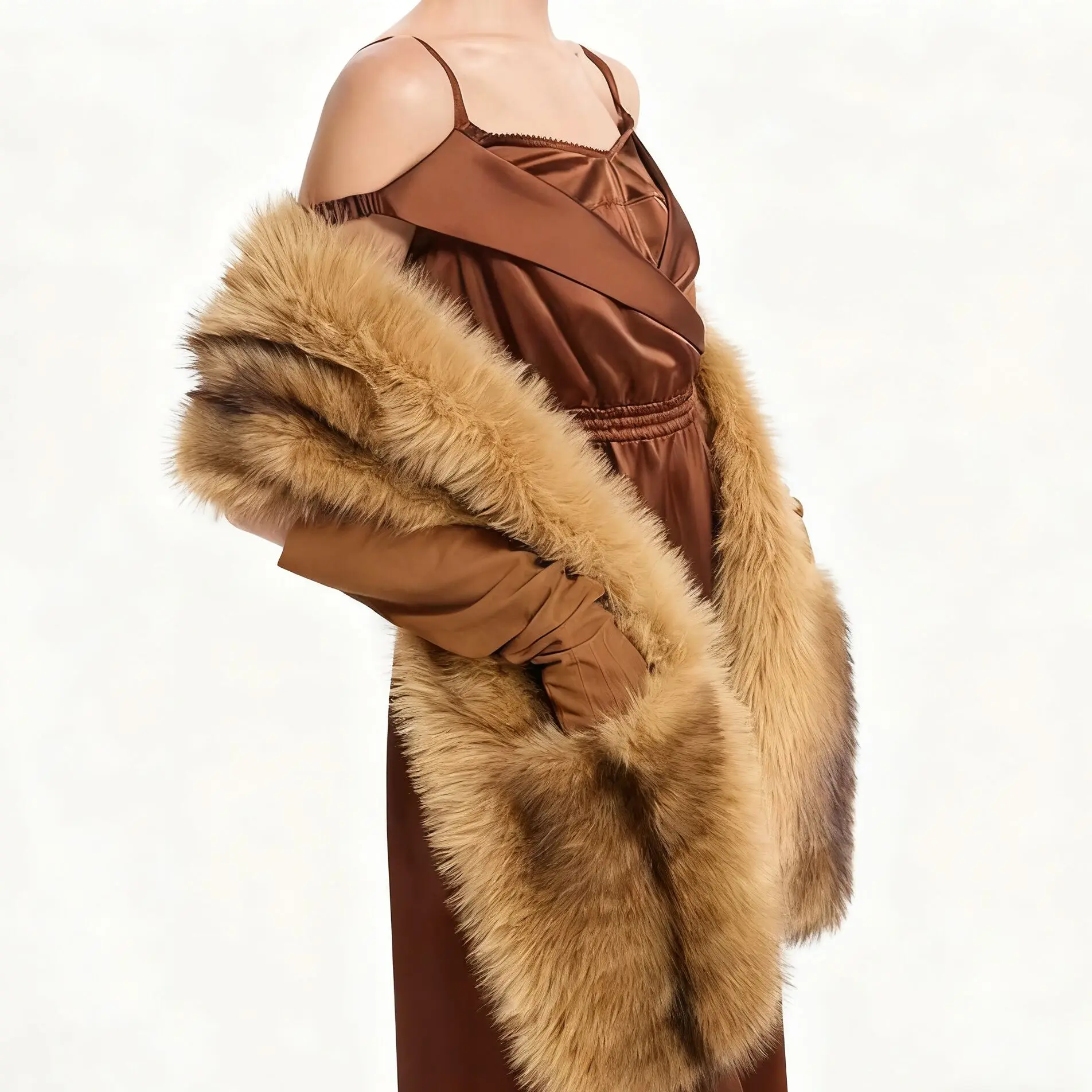 PUAL 2026 Brand Fashion Faux Fur Scarf for Woman Autumn Winter Fluffy Striped Eco Fox Fur Neckerchief Luxury Shawl Scarves