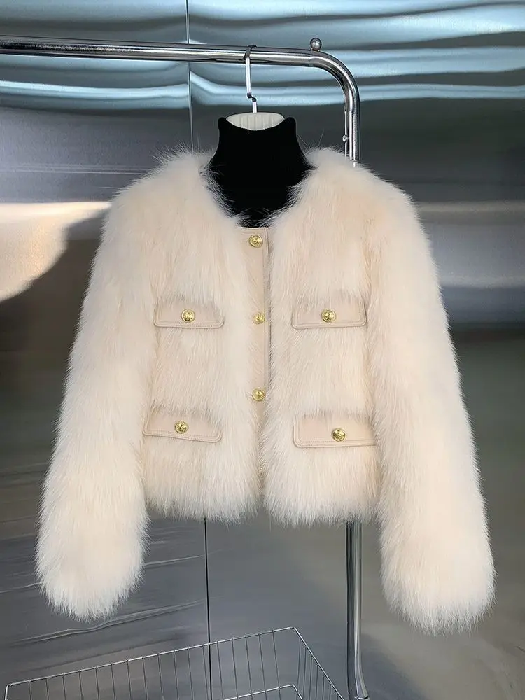 Women's Small fragrant style Fur Coat 2026 Autumn/Winter New Imitation Fox Fur Coats Fashion Korean Edition Thick Short Outwear
