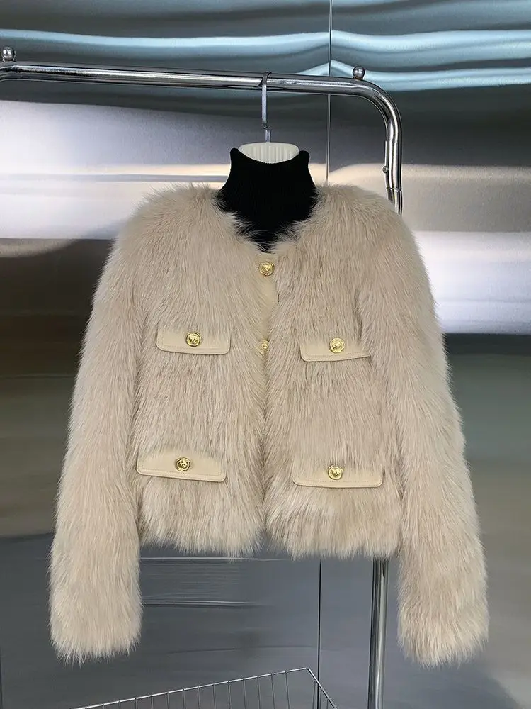 Women's Small fragrant style Fur Coat 2026 Autumn/Winter New Imitation Fox Fur Coats Fashion Korean Edition Thick Short Outwear