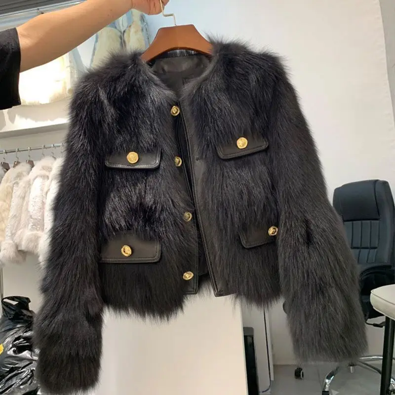 Women's Small fragrant style Fur Coat 2026 Autumn/Winter New Imitation Fox Fur Coats Fashion Korean Edition Thick Short Outwear