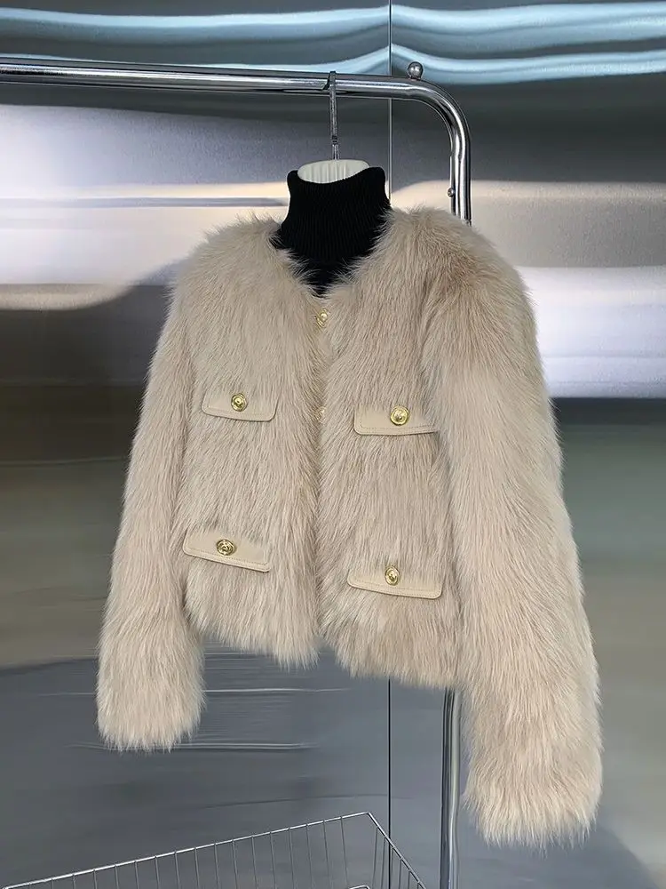 Women's Small fragrant style Fur Coat 2026 Autumn/Winter New Imitation Fox Fur Coats Fashion Korean Edition Thick Short Outwear