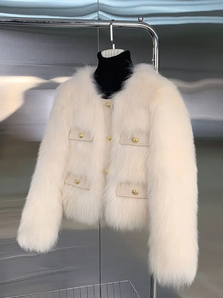 Women's Small fragrant style Fur Coat 2026 Autumn/Winter New Imitation Fox Fur Coats Fashion Korean Edition Thick Short Outwear