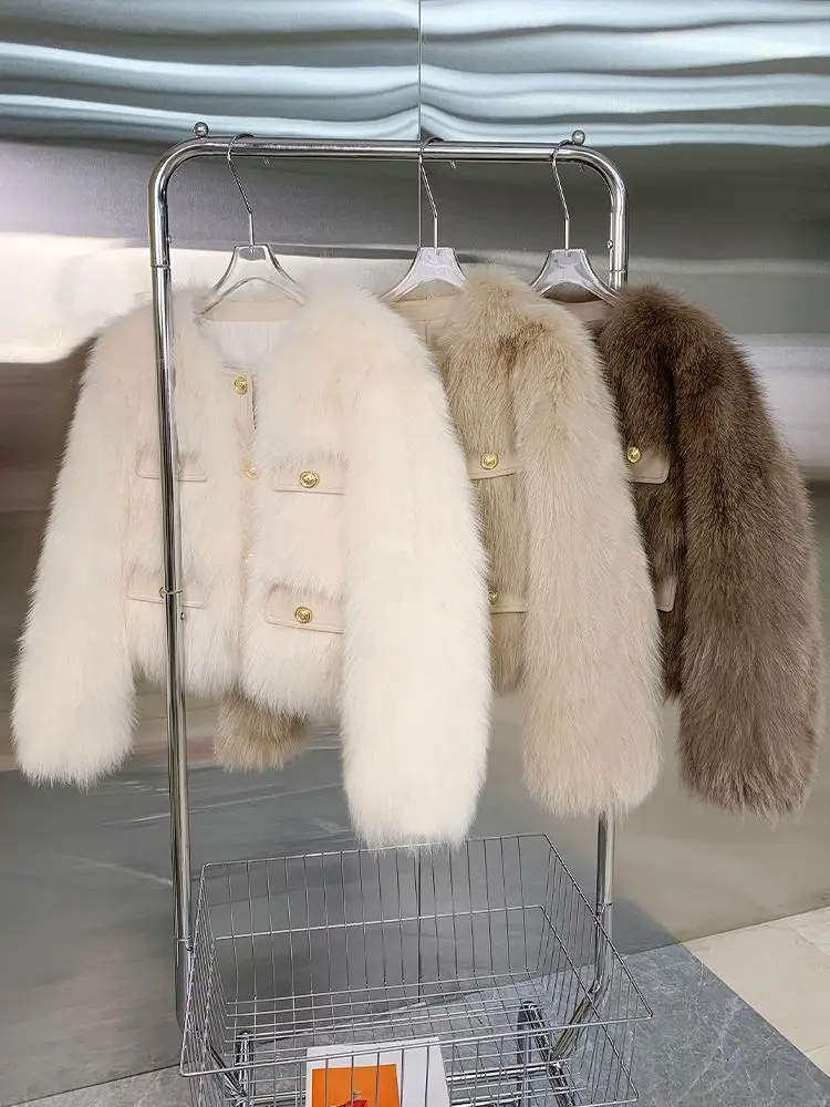 Women's Small fragrant style Fur Coat 2026 Autumn/Winter New Imitation Fox Fur Coats Fashion Korean Edition Thick Short Outwear