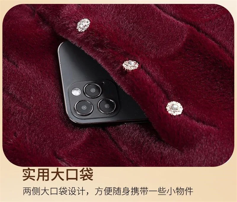 Grandma's Winter Jacket New Imitation Mink Fur Coat Mid Length Elderly Mother Add Velvet Thicken Warm Parkas Women Overcoat 6XL