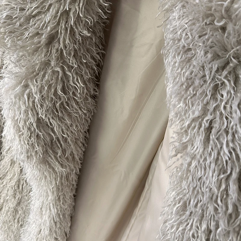 DEAT 2026 Autumn Winter New Fashion Beach Wool Faux Fur Coat For Women Suit Collar Solid Color Long Overcoat Female 11A07448