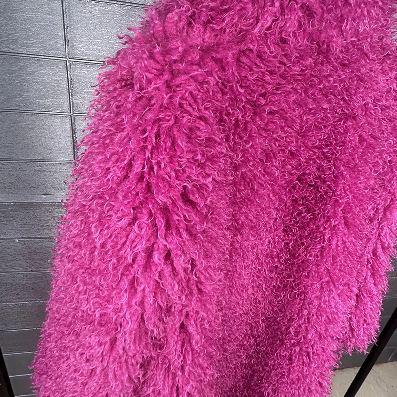 DEAT 2026 Autumn Winter New Fashion Beach Wool Faux Fur Coat For Women Suit Collar Solid Color Long Overcoat Female 11A07448