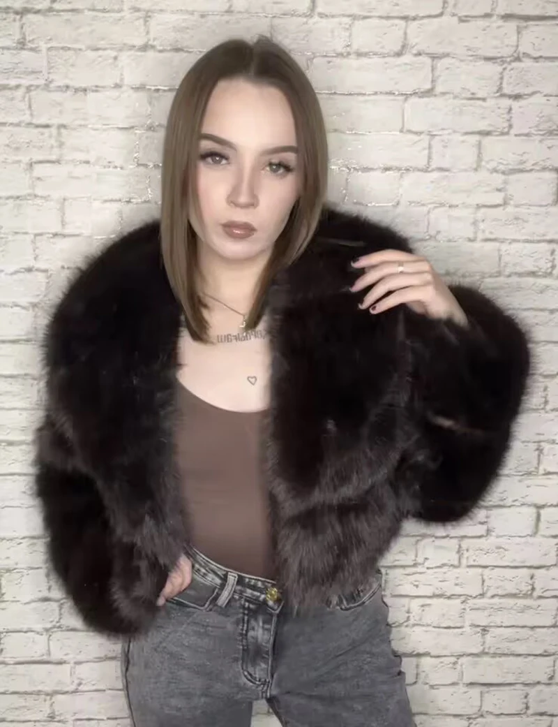 ZADORIN Trend Fur Top New Cropped Faux Fur Coat Woman Clothing Furry Faux Fur Jacket Winter Coats for Woman Outerwears Top Mujer