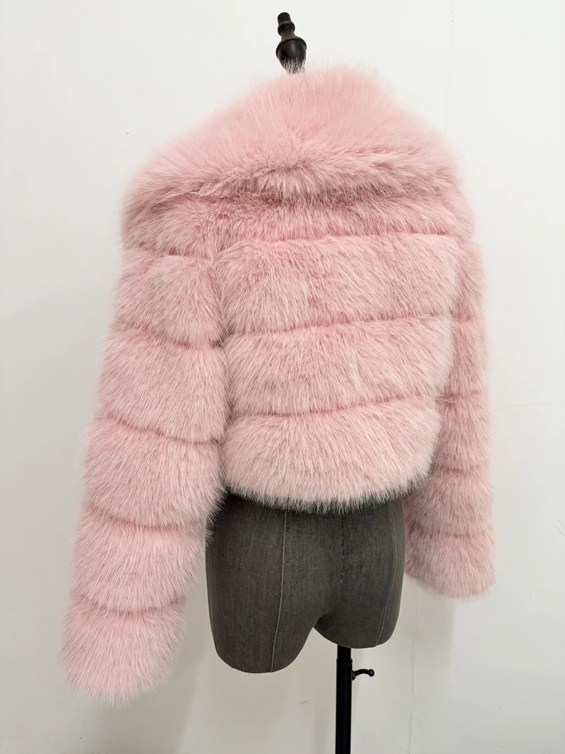 ZADORIN Trend Fur Top New Cropped Faux Fur Coat Woman Clothing Furry Faux Fur Jacket Winter Coats for Woman Outerwears Top Mujer