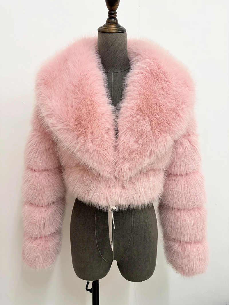 ZADORIN Trend Fur Top New Cropped Faux Fur Coat Woman Clothing Furry Faux Fur Jacket Winter Coats for Woman Outerwears Top Mujer