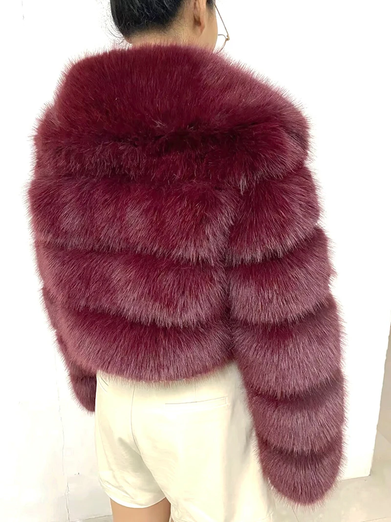 ZADORIN Trend Fur Top New Cropped Faux Fur Coat Woman Clothing Furry Faux Fur Jacket Winter Coats for Woman Outerwears Top Mujer