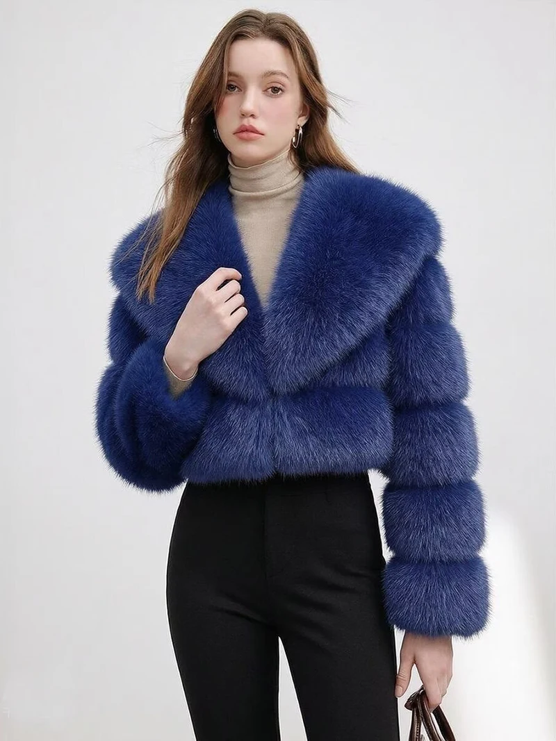 ZADORIN Trend Fur Top New Cropped Faux Fur Coat Woman Clothing Furry Faux Fur Jacket Winter Coats for Woman Outerwears Top Mujer