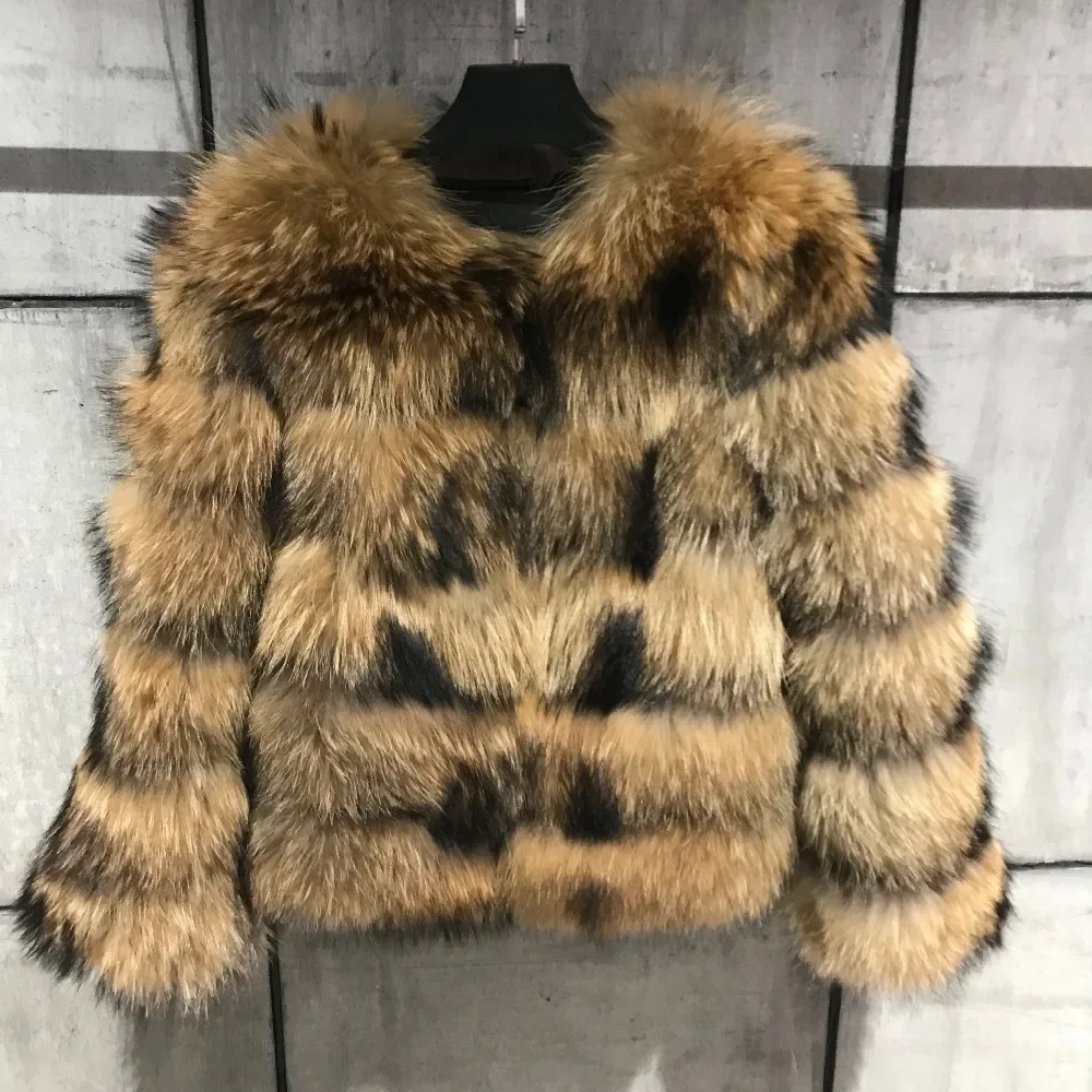 Asian Size Women Fake Raccoon Fur Jacket Autumn Winter Faux Fur Fox Coats Short Coat Furry Outerwear Elegant Thick Warm Coats