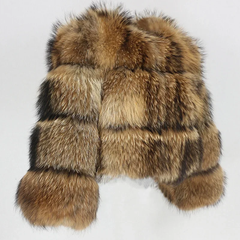 Asian Size Women Fake Raccoon Fur Jacket Autumn Winter Faux Fur Fox Coats Short Coat Furry Outerwear Elegant Thick Warm Coats