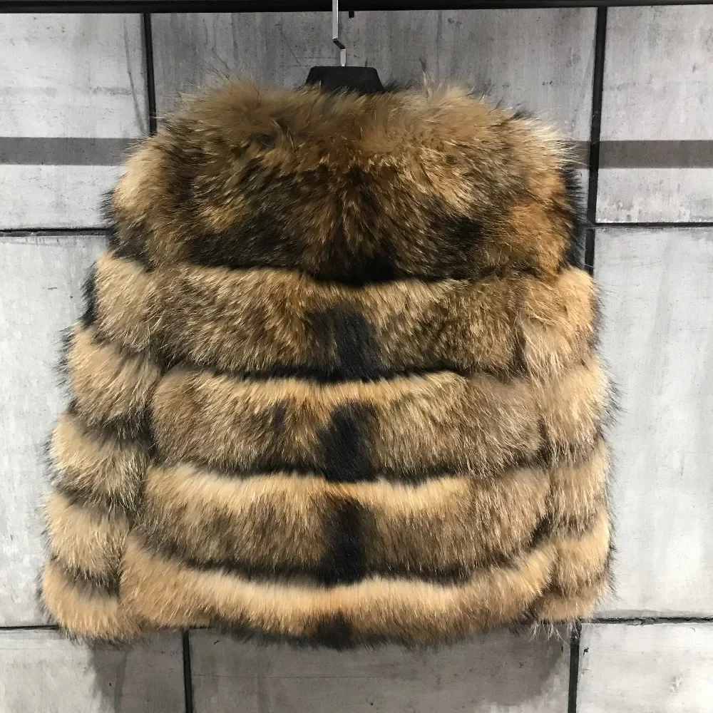 Asian Size Women Fake Raccoon Fur Jacket Autumn Winter Faux Fur Fox Coats Short Coat Furry Outerwear Elegant Thick Warm Coats